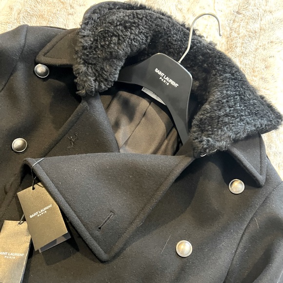 YSL Saint Laurent NWT Wool and Shearling Coat - Picture 6 of 13
